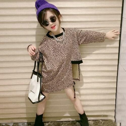 Pattern Girl Leopard Print Tshirt Long Sleeve Kids Casual Tops And Blouses Children Spring Autumn Clothes детская одежда