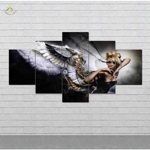 HD printed Injured angel girl 5 Pieces/set Wall Art Paiting Canvas Paints Home Decor Printed Painting Wall Art Picture
