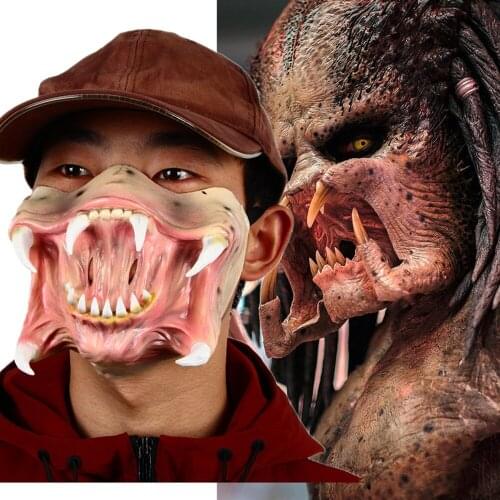 Predator role play latex Helmet Mask horror alien half face props for Halloween