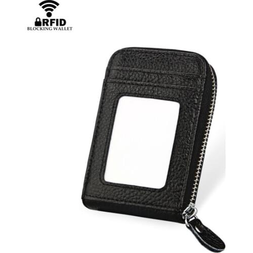 BISI GORO 2019 Unisex Blocking Wallet With RFID Genuine Leather Zipper Credit Card Holder ID And Credit Card Holders 11 Color