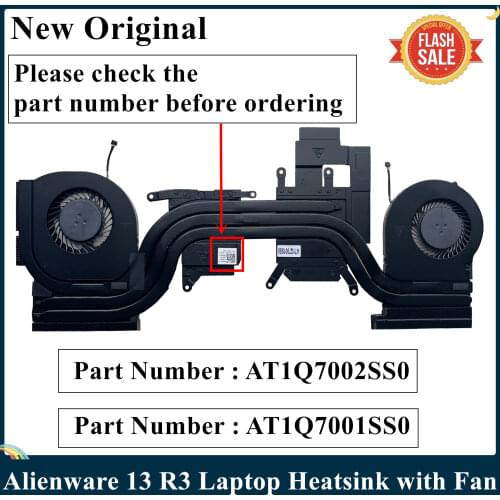 LSC New Original For DELL Alienware 13 R3 Laptop Heatsink with Fan AT1Q7002SS0 CN-0MTCH7 0MTCH7 MTCH7 CN-05H8Y5 05H8Y5 5H8Y5