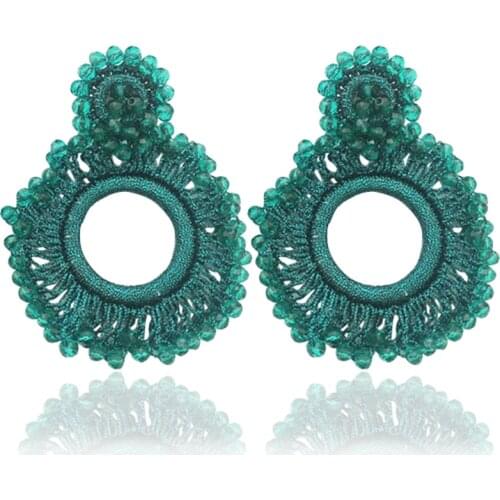 DM Round Crystal Massive Earrings For Women Luxury Handmade Weaving Bohemian Fashion Jewelry Accessories Birth Gift grande kolo