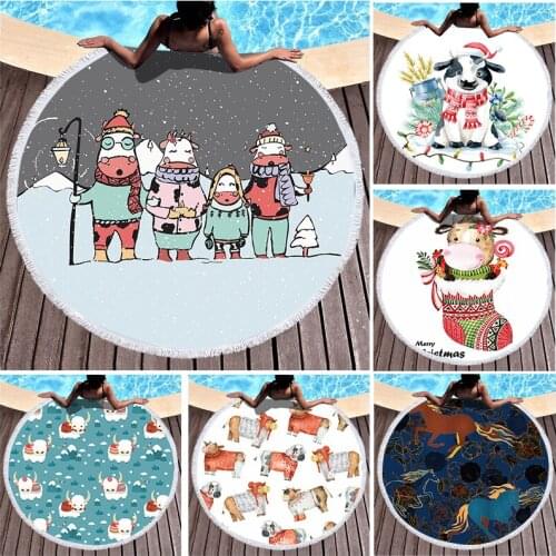 Cartoon cow and sheep Beach towel large beach towels miraculous microfiber towel beach towel Beach mat Large beach towel Towels