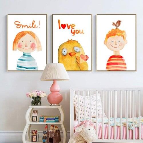 Cartoon Fat Cat Love Chick Elephant Childrens Room Custom Warm and Cute Decorative Painting Simple Nordic Hand-painted Cute Pet