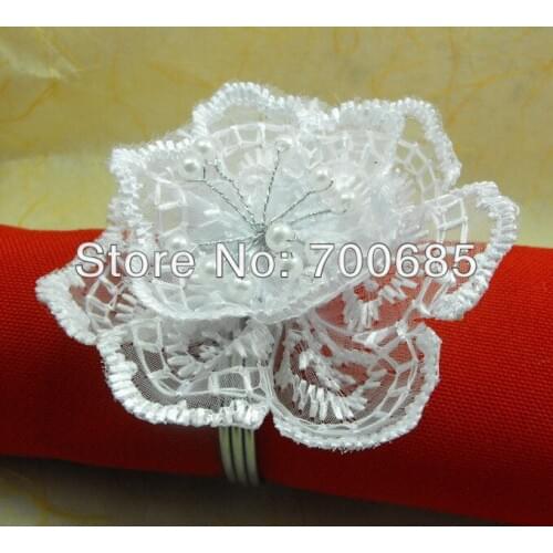 Organza flower napkin ring, napkin ring for wedding