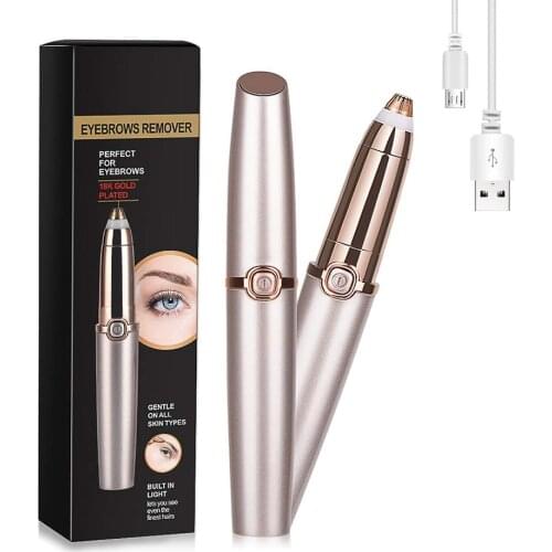 Rechargeable Eyebrow Trimmer for Women Painless Eyebrow Hair Remover Portable Eyebrow Razor for Face Lips Nose Hair Cutter
