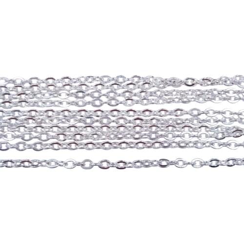 Silver Plated 100m 2x3mm 3x4mm Cross Flat Cable Chains Metal Link Chain Findings for Jewelry Making FCC-06