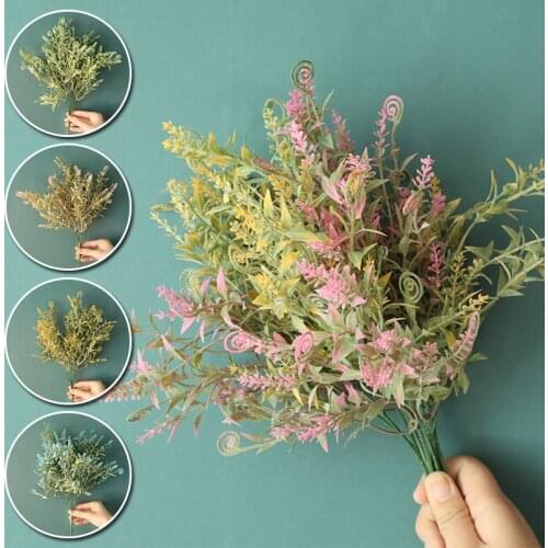 Factory Direct Sales Artificial Flowers Wedding Decoration Seahorse Grass Simulation Flowers Green Plants Crafts Home Decora