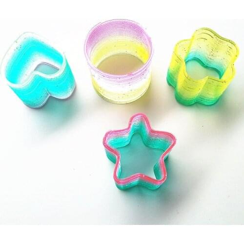 Rainbow Spring Coil Rainbow Circle Plastic Magical Folding Spring Coil Toys Funny Educational Creative Toy Gift For Kid Children