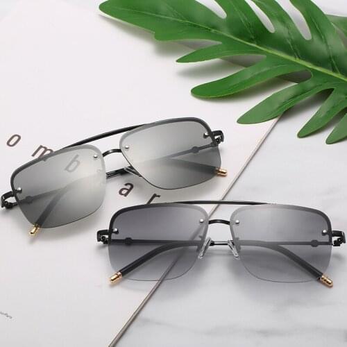 2020 Vintage Square Half-frame Sun Glasses for Men Women Metal Frame Sunglasses UV400 Pink Bule Mirror Goggle Driving Sunglass