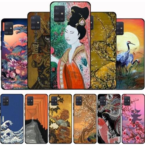 Japan Oil Painting Art Black Soft Phone Case For Samsung M21 M31S M41 M51 M10 M20 M30S M40 A7 A8 A9 2018 A12 A80 A90 A81