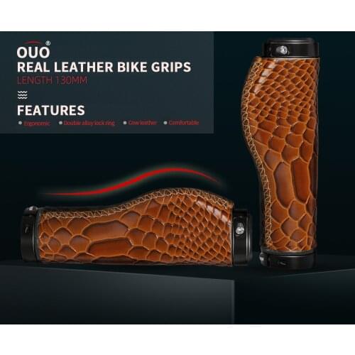 1 Pair MTB Bicycle Handlebar Cover Handle Grips Non-Slip Leather Road Bike Cowhide Grip OUO Brand Bike Accessories