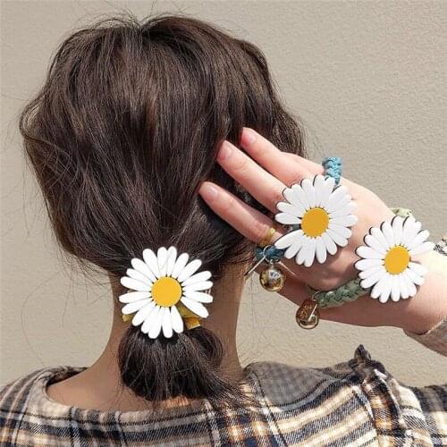 1PC New Cute Korean Version Ins Daisy Flower Hair Rope Hair Band Girls Lovely Hair Accessories