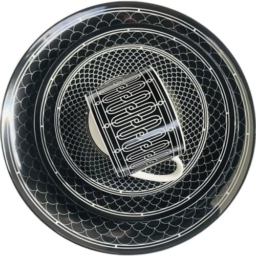 2021 New Arrival Luxury Home Decor Gifts Black Porcelain Dinner Plates Bone China Cup and Saucer Dessert Bread Dishes