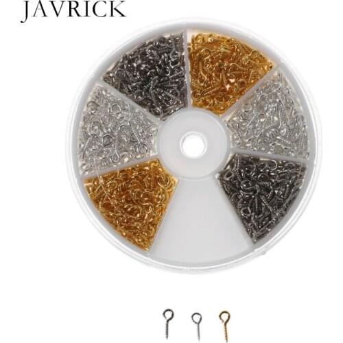 600Pcs 6 Colors Screw Eye Pins Eyelets Screw Threaded Hooks DIY Necklaces Bracelets Earrings Accessories Jewelry Making Tools