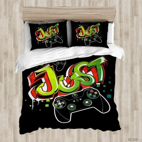 BailiPromise Fashion 2/3Pcs Gamer Duvet Cover Cartoon Queen King Bedroom Sets Kids Boys Girls Bed Set Game Fundas de edredón