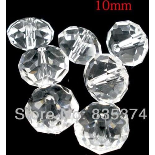 Free shipping!500 pcs white color Cut & Faceted Glass Beads.Spacer Beads 10mm