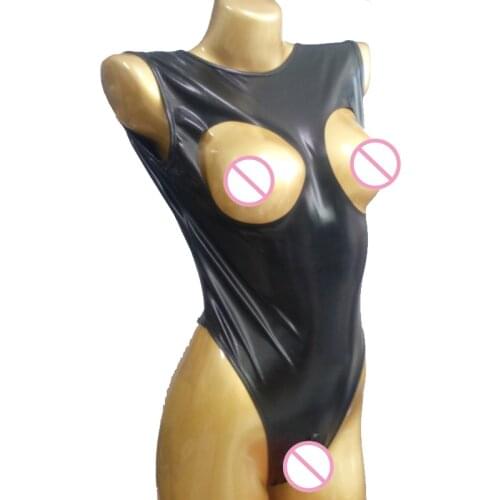 Sexy Backless Hollow Open Crotch Bust Bodysuit Faux Leather High Cut Bodysuit Latex Costumes Erotic Lingerie Leotard F16