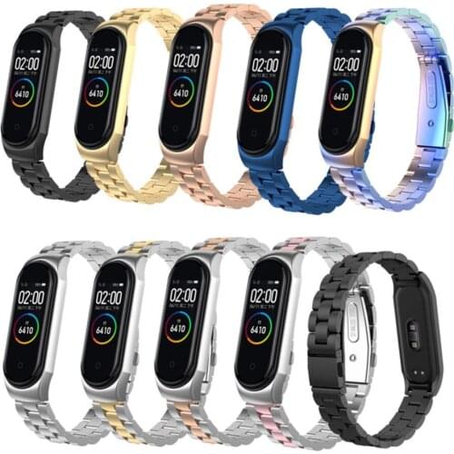 Wristband For Xiaomi Mi Band 3 4 Strap Smartwatch Mi band Miband 4 3 Wrist Bracelet with case Metal steel Stainless watch Strap