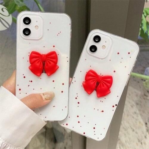 Red bow sequins Case For Samsung A51 A50 S10 Plus S8 S9 S20 S21 Plus Ultra A71 A70 A21S A42 A12 A02S Note 20 10 pro 8 9