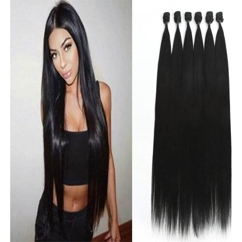 Human Hair Feeling Natural Straight Hair Bundles 6 Bundles/Pack 24inchs 240g Synthetic Hair Weave Natural Color Hair Extension