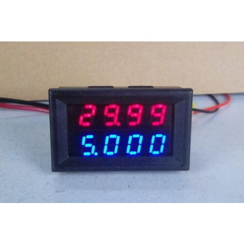 DC 0V-200V 10A) Dual LED Digital Voltmeter AmmeterRED/BLUE Built SHUNT 12v 24v