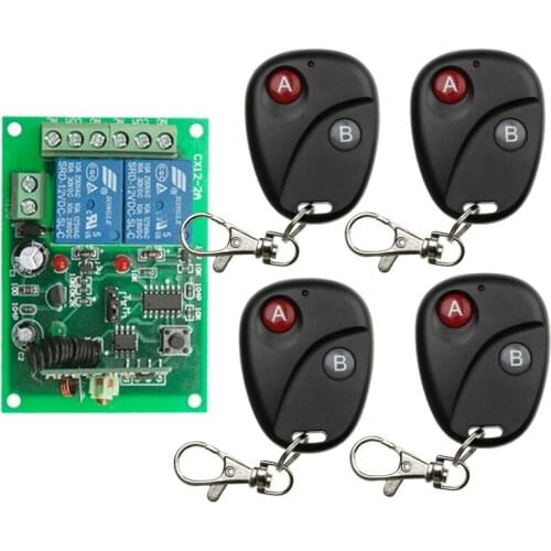 DC 12V 2 CH 2CH RF Wireless Remote Control Switch System,Black Transmitter + Receiver,315/433 MHz,Jog