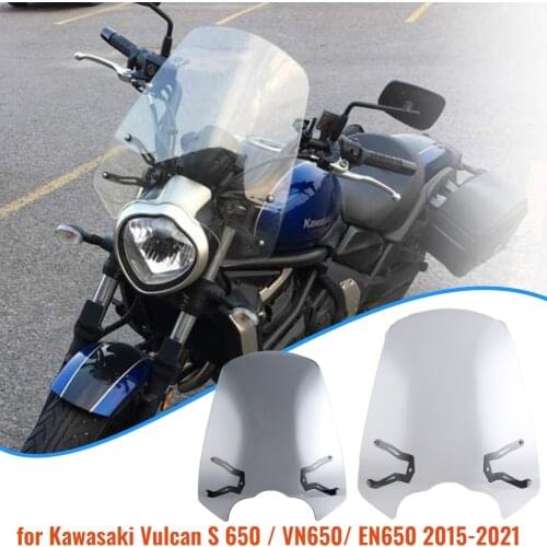 Motorcycle Windshield Windscreen Wind Deflectors with Bracket for Kawasaki Vulcan S 650 VN650 EN650 2015-2021 2016 2017 2018