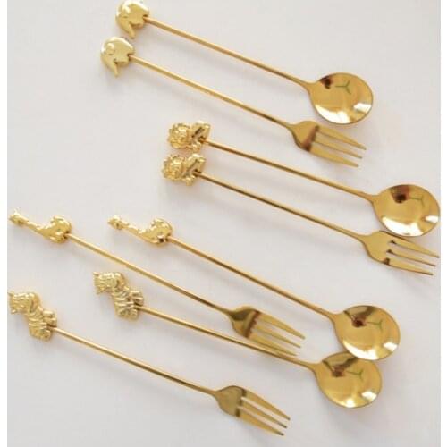 Stainless Steel Dessert Spoon Animal Series Coffee Spoon Home kitchen Teaspoon Coffee Accessories Tableware