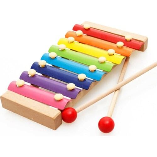 Childrens wooden eight-note percussion musical instrument early education puzzle hand knock on piano toy