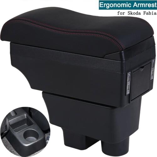 For Fabia armrest box 2007-2020 Fabia universal Automotive central armrest box refit accessories Ashtray cup holder Ergonomic