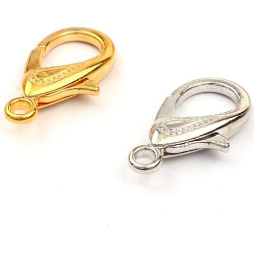 Double-Leaf 15x30mm Gold&White K Lobster Clasps Hook Key chain Components DIY Jewelry Bracelet Making Accessories