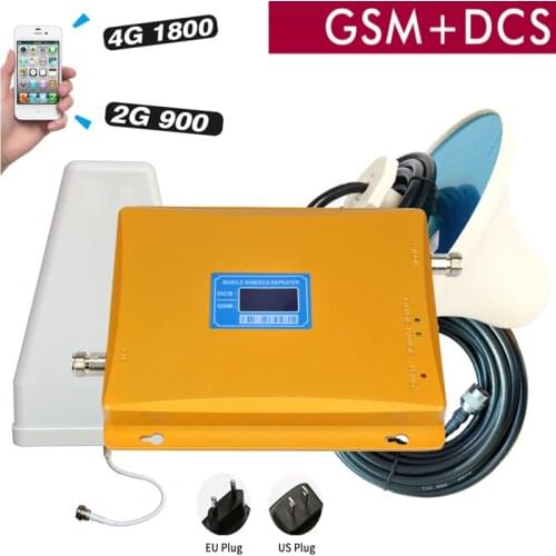 GSM Dual Band Signal Booster 900 4G 1800 Cellular Repeater LCD Display 900 1800 Signal Booster Amplifier 4G 65db Gain