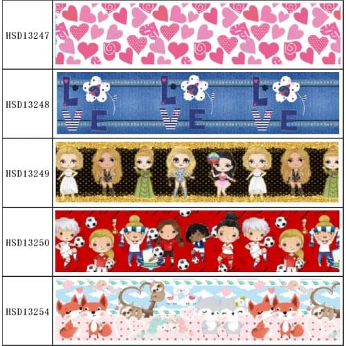 HuangTao 22MM 25MM 38MM 50MM 75mm Printed Pattern on Grosgrain Ribbon for diy ribbon