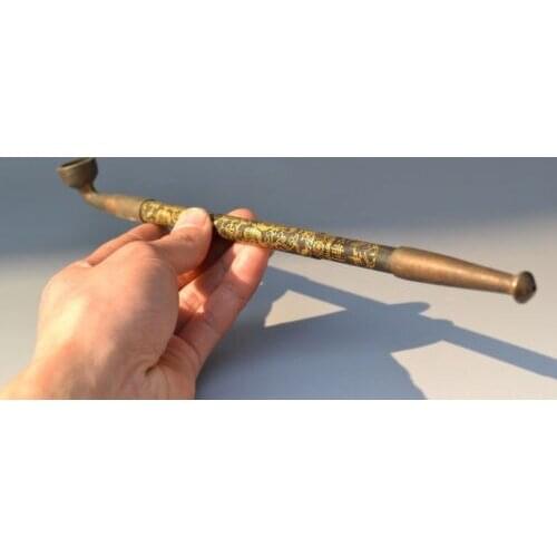 Delicate China Old Handwork Copper Flower Designs Smoking tool