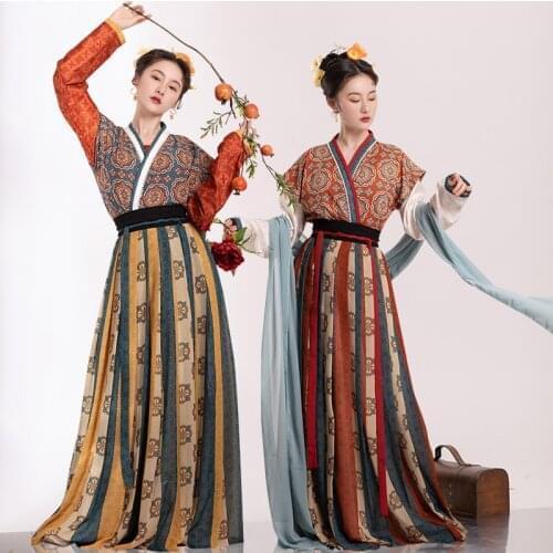 3pcs Chinese Traditional Folk Dance Costume Women Ancient Hanfu Dress Oriental Style Tang Dynasty Clothing Girl Cosplay Hanfu