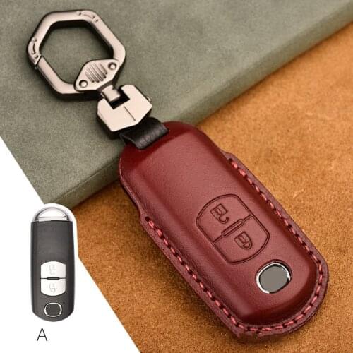 Leather Car Key Case Cover for Mazda 2 3 6 Axela Atenza CX-5 CX5 CX-7 CX-9 2014~2017 Auto Key Protect Ring Shell