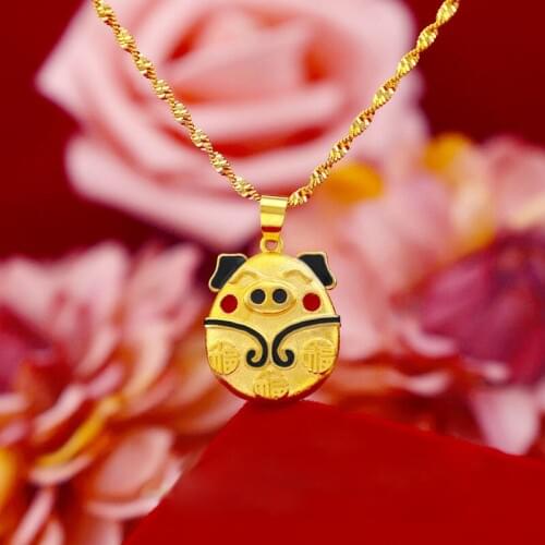4 Colors Cute Luck Copper Smile Pig Pendant Necklace For Women Girl Gift Gold Color Zodiacs Animal Chokers Dropshipping Jewelry