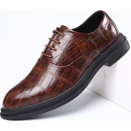 High Quality Shoes for Men Walking Crocodile Pattern Plus Size 38-48 Oxford Pointy Party Wedding Suit Shoes British Chic Flat