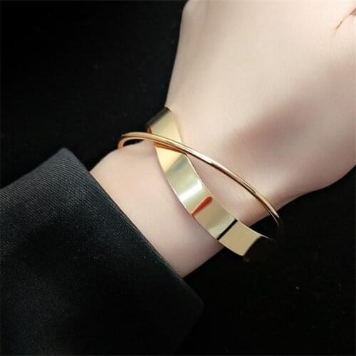 New opening irregular bracelet women fashion personality cross bracelet simple geometric metal bracelet wholesale