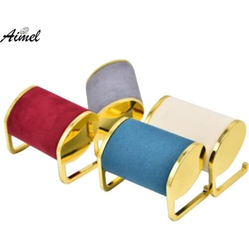 Fashion Bracelet Microfiber Pillow Holder With Metal Rack Watch Jewelry Display Stand Necklace Jewelry Organizer Storage Stand