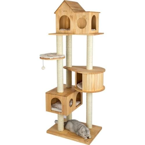 Cat Climbing Frame Solid Wood Large Cat Climbing Frame Cat Litter Cat Tree One Villa