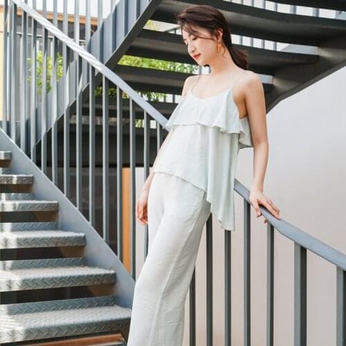 S028 New Summer Pajamas women Modal Sleeveless camisole cute sweet two-piece pyjamas set