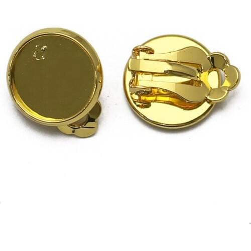 SEA MEW 50 PCS 10mm 12mm 14mm 16mm 18mm Round Cabochon Base Earring Setting Copper 7 Colors Plated Ear Clip For Jewelry Making