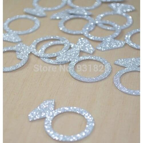 Silver Diamond Engagement Ring CONFETTI for your next bridal shower, bachelorette party Table decor scrapbook Confettis