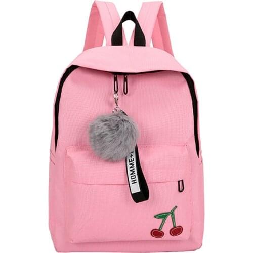 Black green girl school bags for teenage backpack Women College wind SchoolBag female High student bookbag fashion Hairball