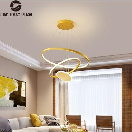 Nordic Modern Led Pendant Light 20 40 60CM Circle 3Rings Ceiling Pendant Light for Dining room Kitchen Living room Bedroom Gold