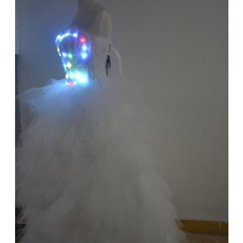 LED luminous wedding dress long skirt creative performance catwalk costume singer dresses