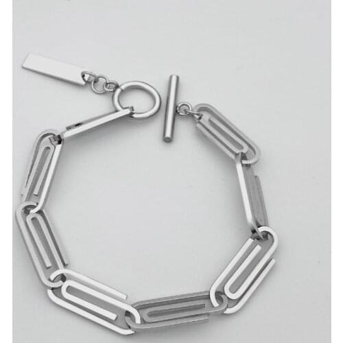 Titanium steel geometric bracelet retro bracelet men and women stainless steel paper clip simple temperament bracelet