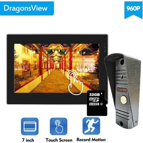 Dragonsview 7 Inch Video Doorbell Intercom System Video Door Phone With Camera MP3 MP4 Unlock Motion Detection Waterproof